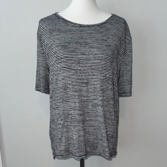 Banana Republic Luxespun Striped Black and White Knit Basic Top Women's XL - Picture 1 of 6